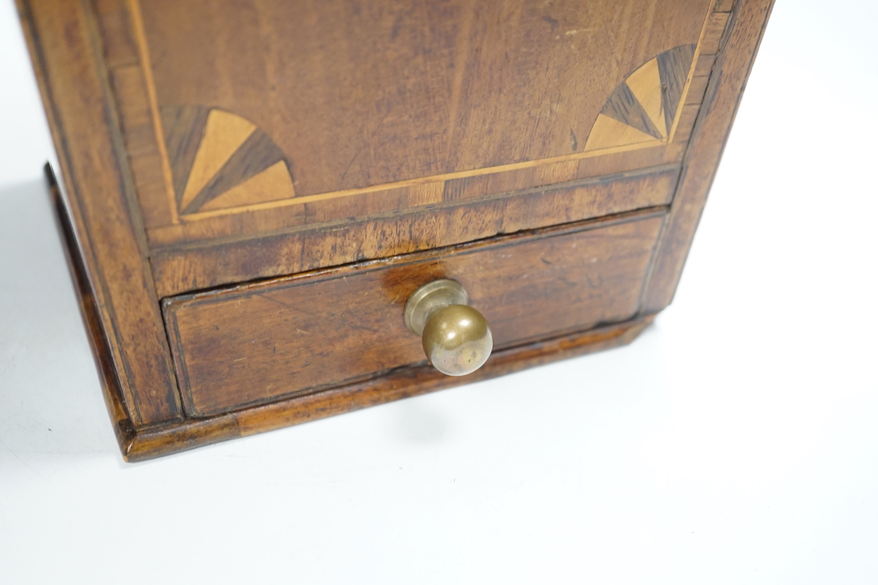 A George III inlaid mahogany candle box, 51.5cm